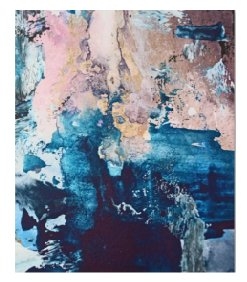 Breathe Again: a vibrant mixed-media piece in blues pinks and gold by Alyssa Hamilton Art Canvas Print - Image 0