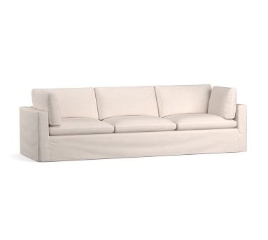 Bolinas Slipcovered Sofa 90" Down Blend Wrapped Cushions, Washed Linen/Cotton Silver Taupe - Image 2