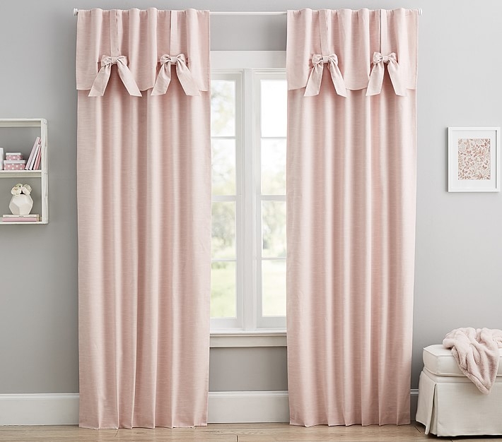 Evelyn Bow Valance Curtain, 84", Blush - Image 1