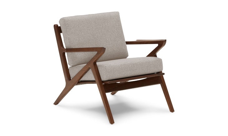 White Soto Mid Century Modern Concave Arm Chair - Merit Dove - Walnut - Image 0