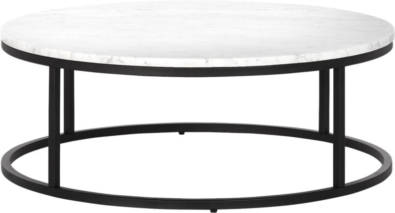 Smart Black Coffee Table with White Marble Top - Image 1