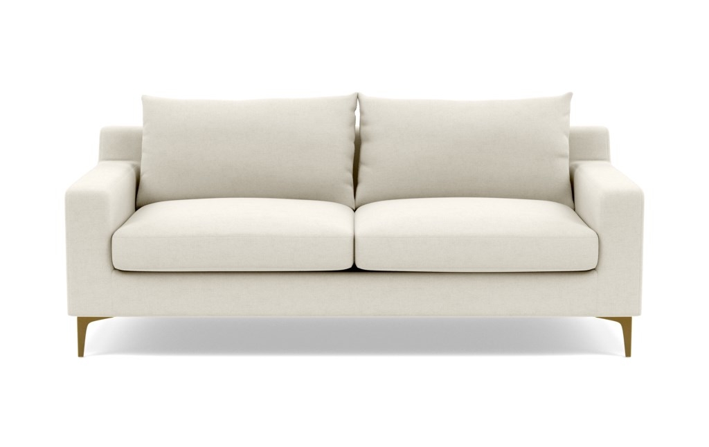 Sloan 91" sofa, chalk heathered weave,  brass plated sloan leg - Image 0