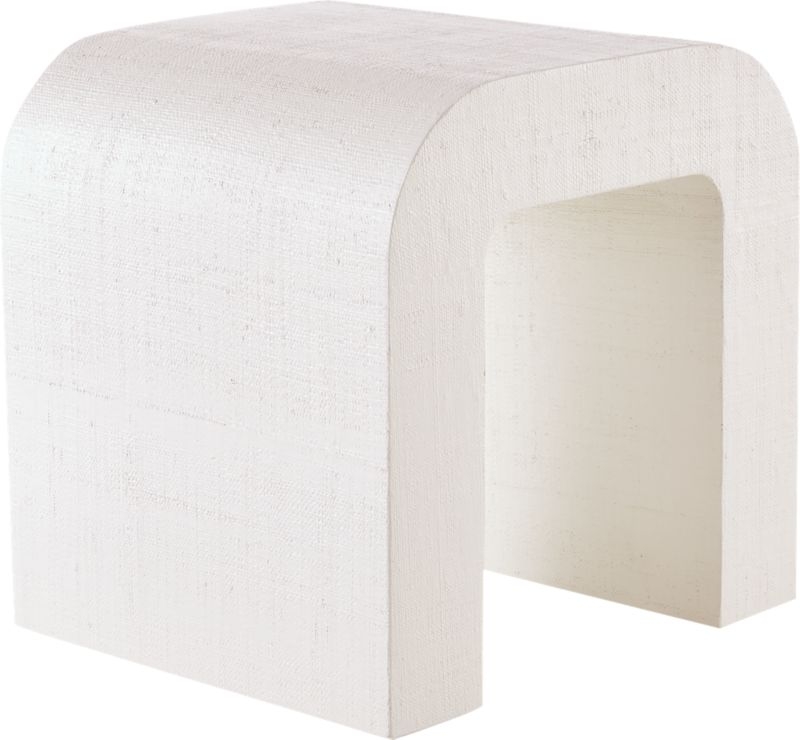 Horseshoe White Lacquered Linen Side Table - Image 3