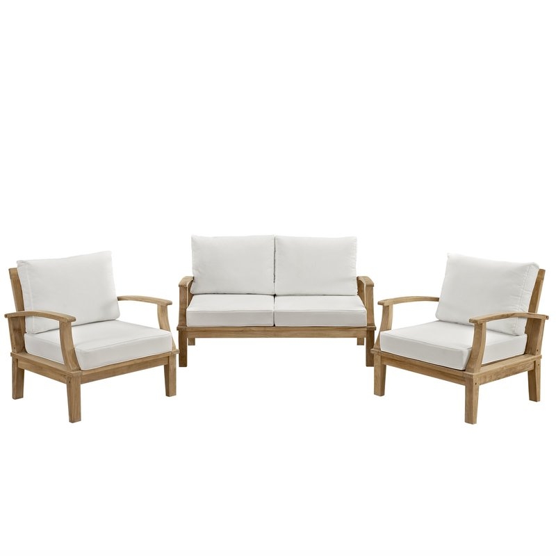 Elaina Teak 3 Piece Sofa Set with Cushions - Image 0