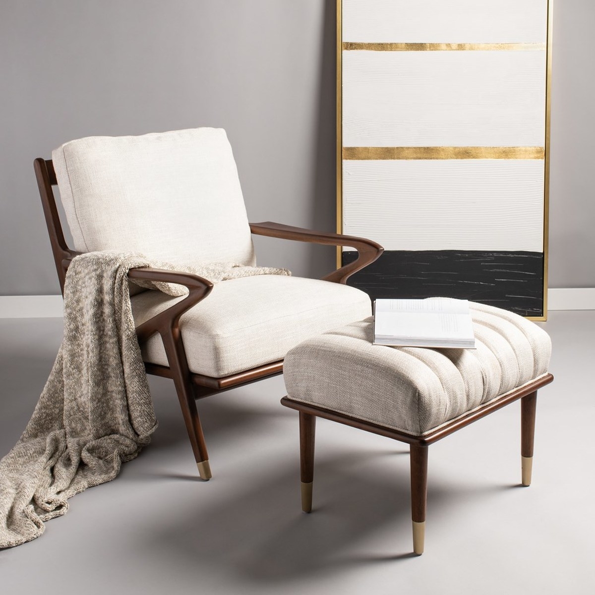 Eino Accent Chair, Cream & Dark Mahogany - Image 6