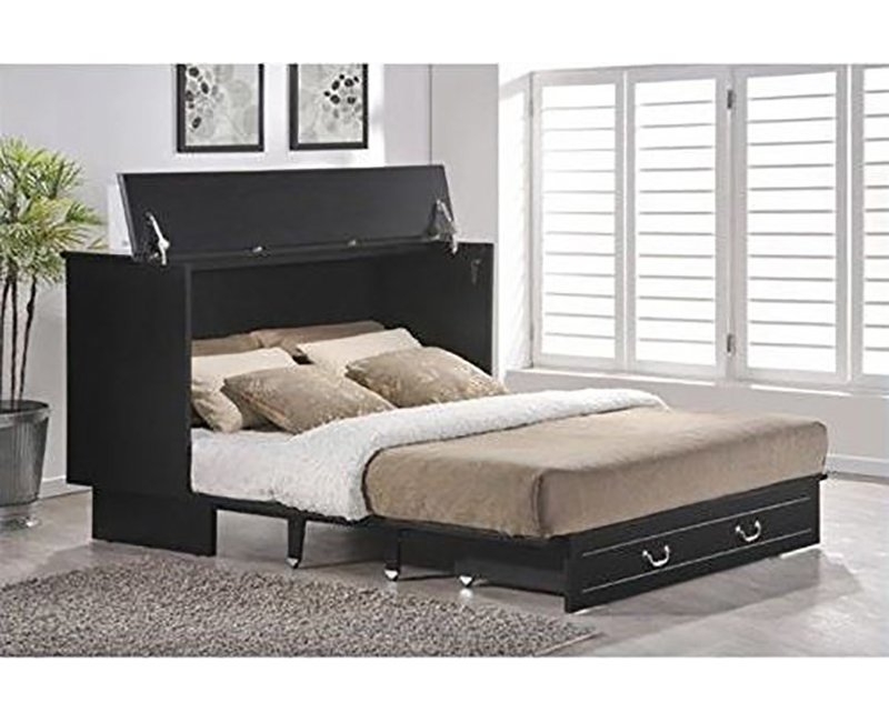 Estella Queen Storage Murphy Bed with Mattress-Black - Image 0