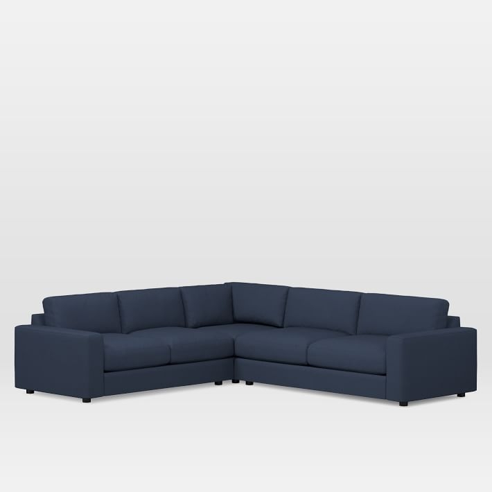 Urban 3-Piece L-Shaped Sectional, Large - Twill, Regal Blue - Image 0