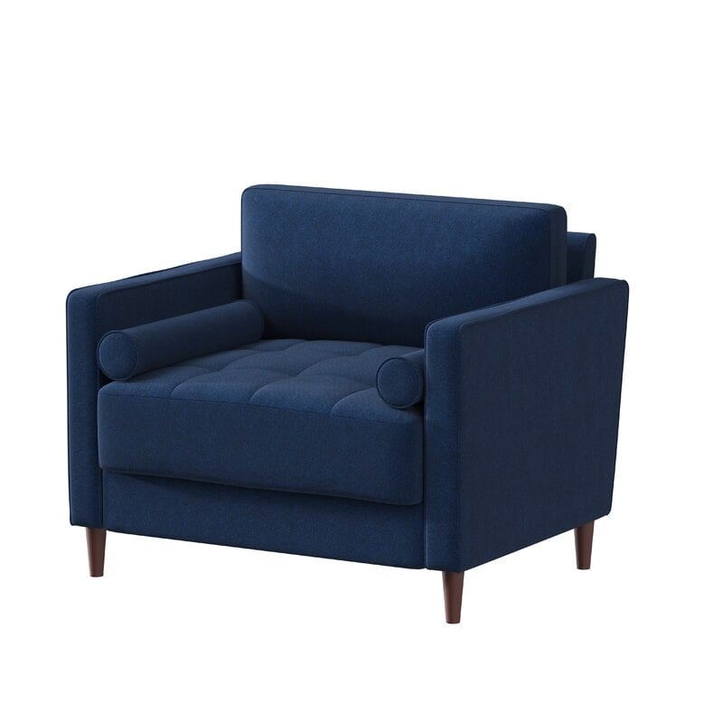 Garren 39.8'' Wide Tufted Club Chair, Navy Blue - Image 1