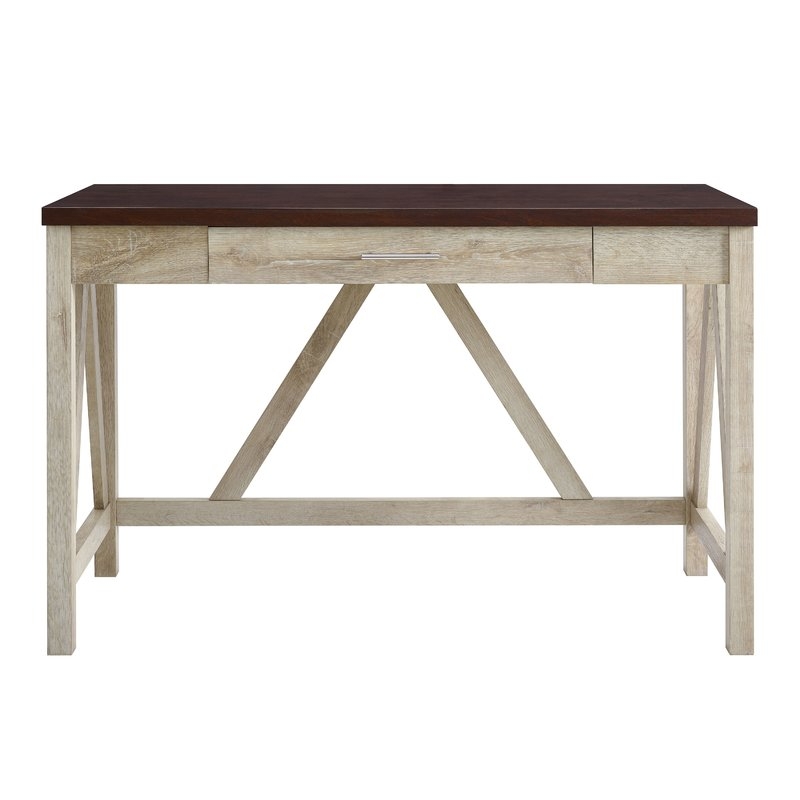 Washington Mews A-Frame Writing Desk - Traditional Brown Top/White Oak Base - Image 0