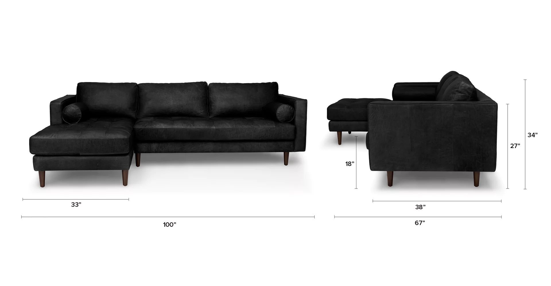 Sven Oxford Black Left Sectional Sofa - Image 3