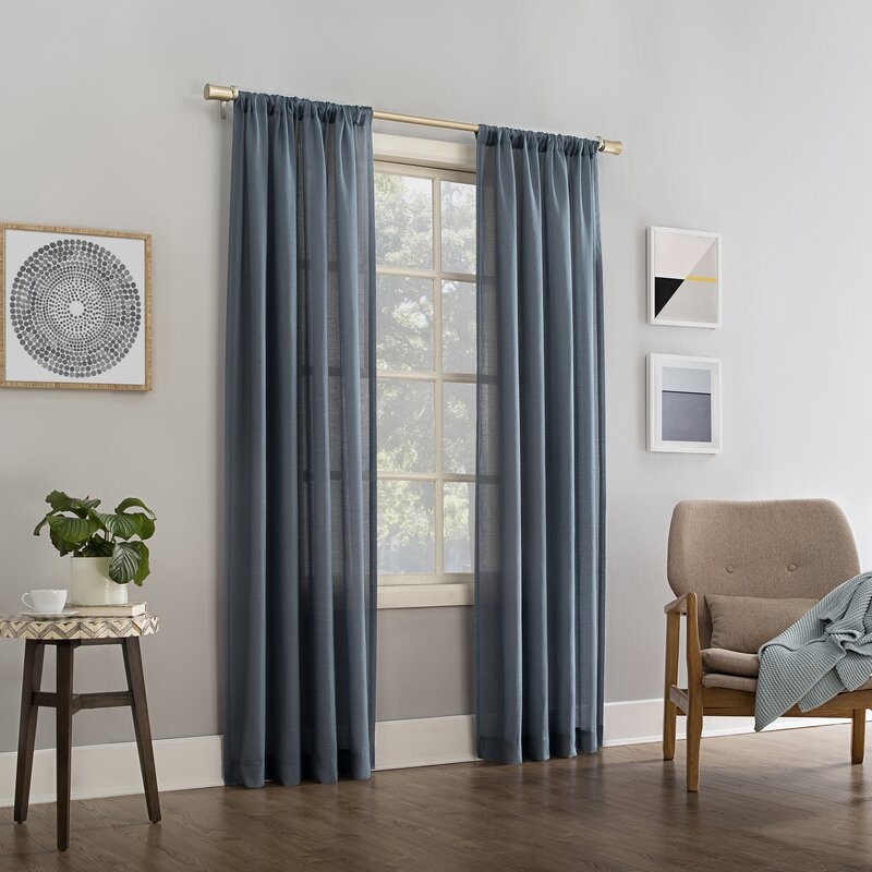 Berwick Linen Blend Solid Semi-Sheer Rod Pocket Single Curtain Panel - Image 1