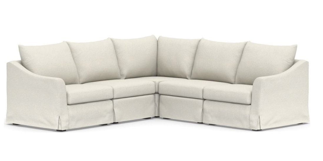 SoMa Brady Slope Arm Slipcovered 5-Piece L-Shaped Sectional, Polyester Wrapped Cushions, performance boucle oatmeal - Image 0