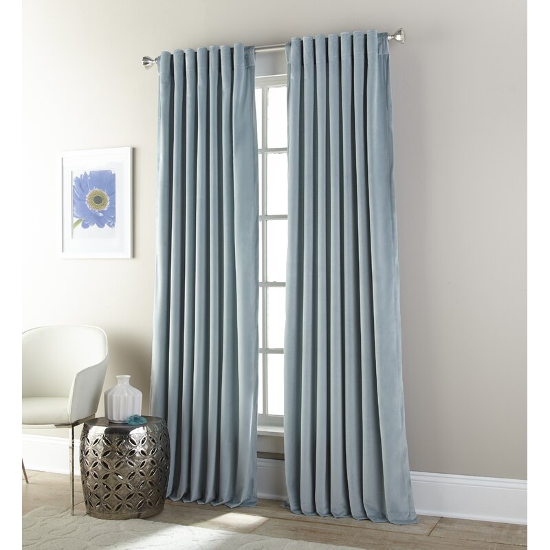 Bakken Solid Room Darkening Tab Top Single Curtain Panel in Mineral Blue - Image 0
