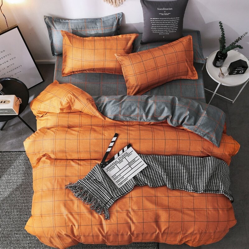 Macadam Orange Organic Microfiber Reversible 4 Piece Duvet Cover Set - Image 0