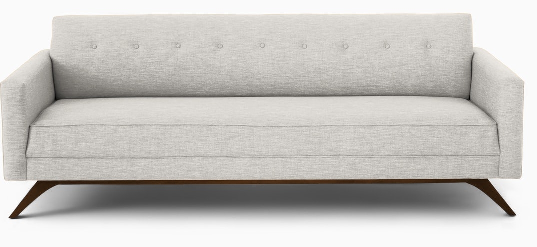 Modern Sofa - Roddy Mid Century Couch - Tussah Snow - Coffee Bean - White - Image 0