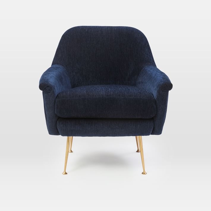 Phoebe Chair, Distressed Velvet, Ink Blue - Image 2