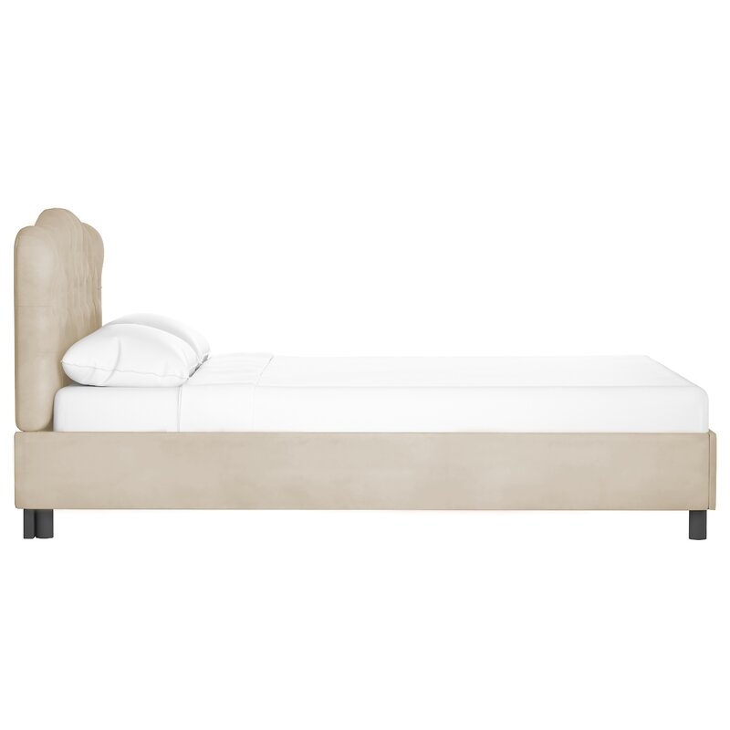 California King Velvet Pearl Noriko Upholstered Platform Bed - Image 2