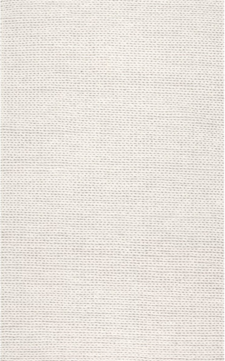 Arviso Handmade Braided Wool Off White Area Rug, - Image 0