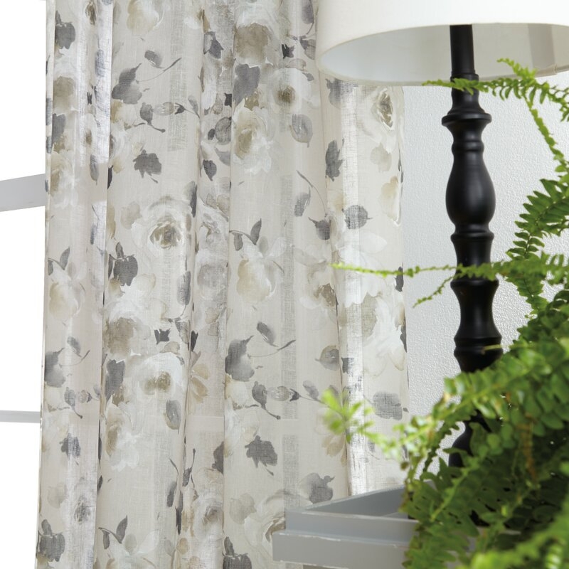 Annabelle Floral Sheer Rod Pocket Single Curtain Panel - Image 2