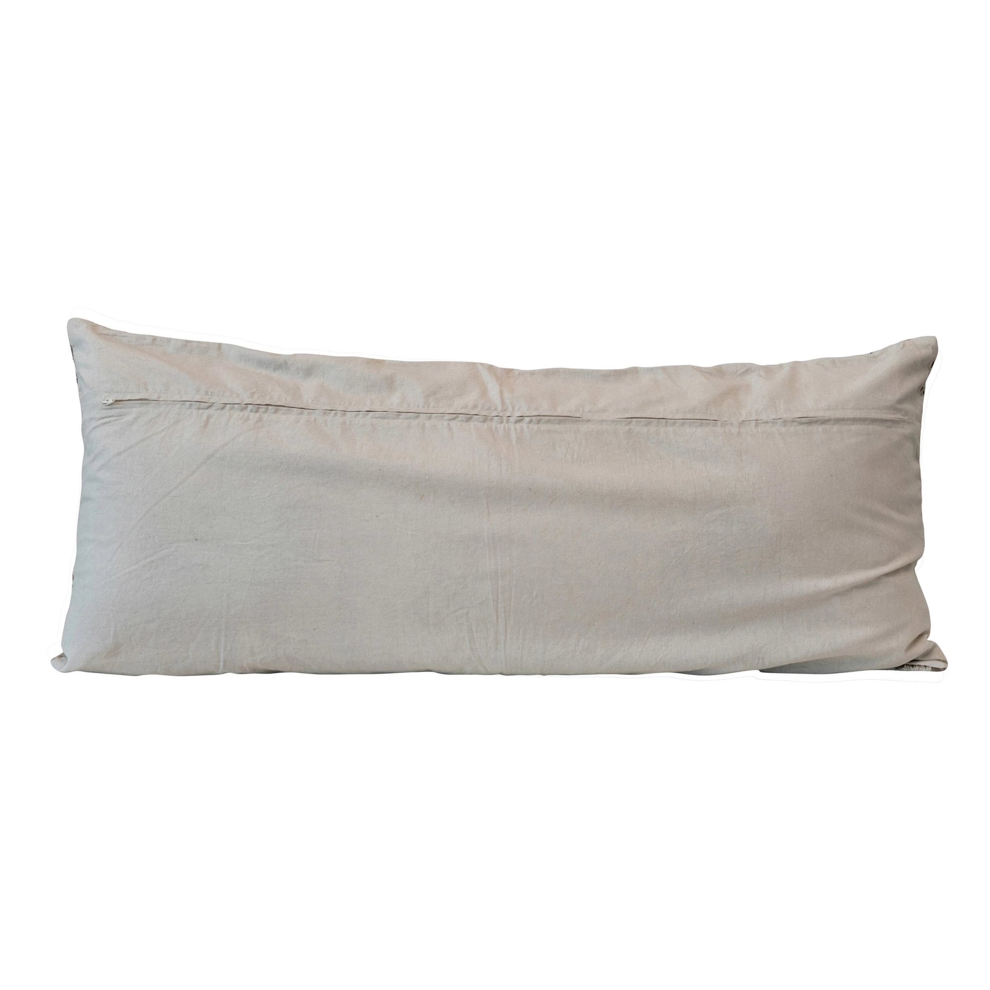 Chenille Jacquard Lumbar Pillow, Brown & Cream, 36" x 16" - Image 1