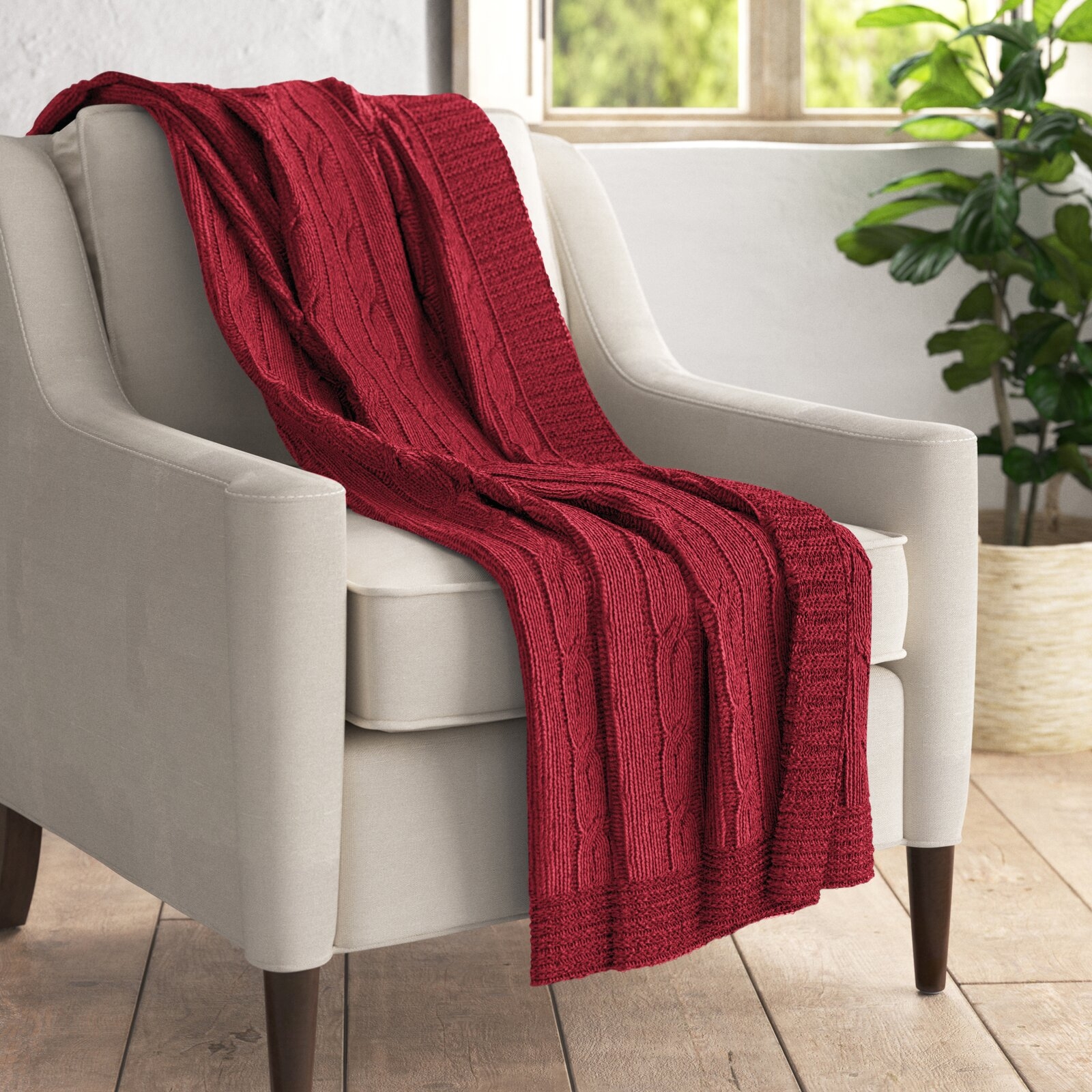 100% Cotton Cable Knit Blanket - Image 0