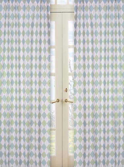 Argyle Geometric Semi-Sheer Rod Pocket Curtain Panels - Image 1