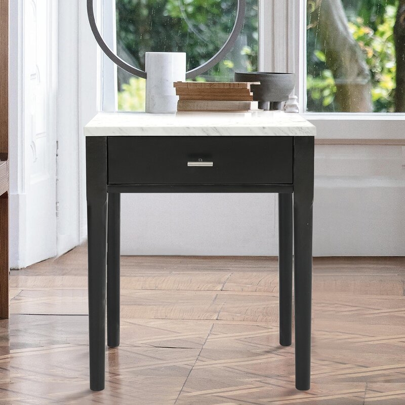 Croyden Marble Top End Table / Black - Image 2