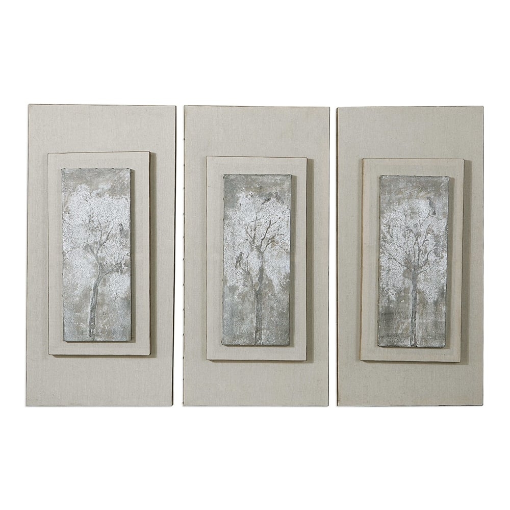 Triptych Trees Hand Painted Art Set/3 - Image 0