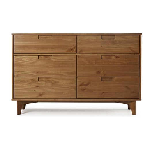 Gartner Groove Handle Wood 6 Drawer Double Dresser - Image 0