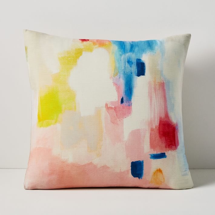 Modern Watercolor Pillow Cover, 20"x20", Painted Meadow, Multi - Image 0