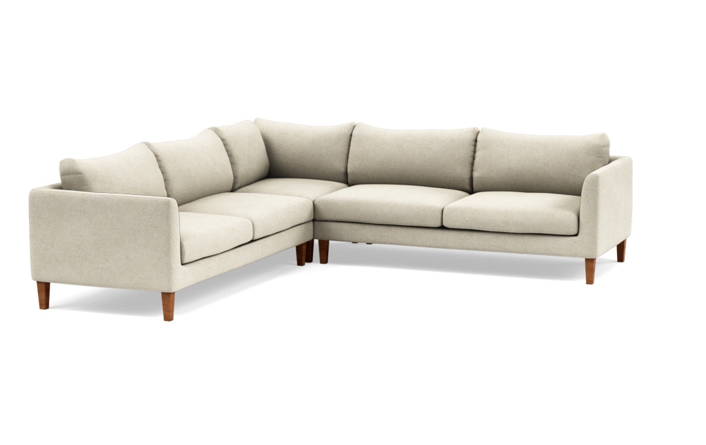 Owens Corner Sectional with Flax Fabric and Oiled Walnut Tapered Square Wood Legs - Image 0