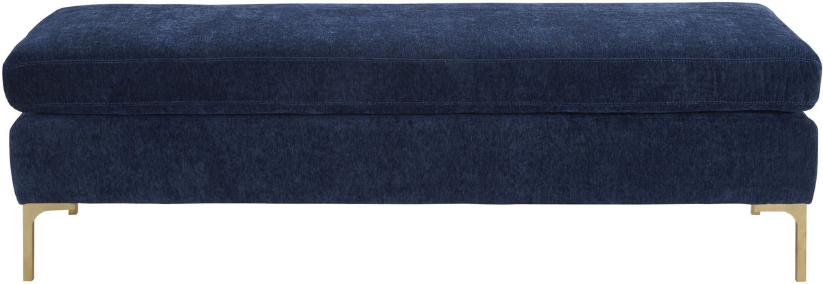 Delilah Navy Textured Velvet Bench - Image 0