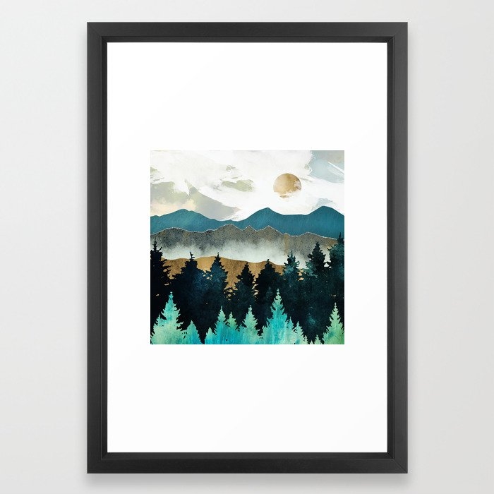 Forest Mist framed art print - vector black, small, 15x21 - Image 0