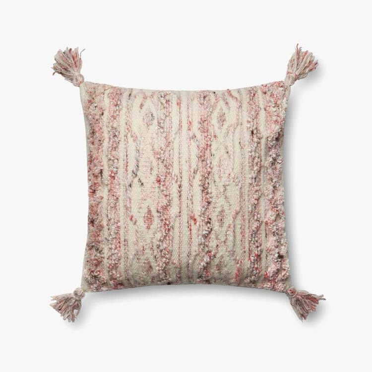 Justina Blakeney x Loloi PILLOWS P0643 Pink / Ivory 18" x 18" Cover w/Poly - Image 0