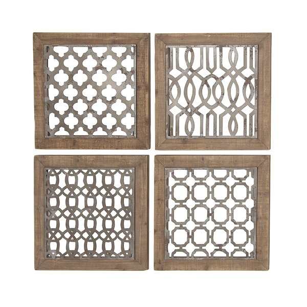 4 Piece Traditional Wood Geometric Wall Decor Set - Image 0