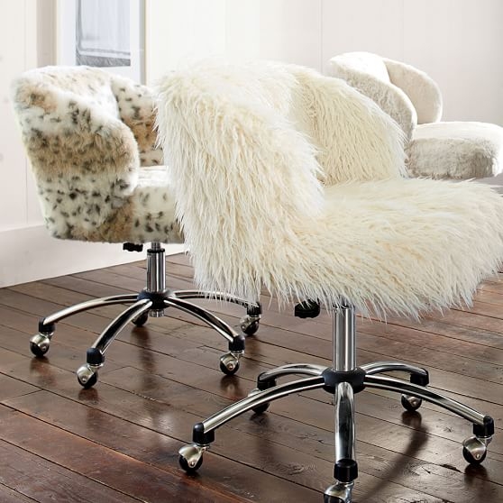 Ivory Furlicious Wingback Desk Chair - Image 1