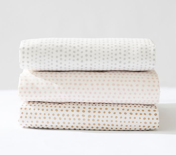 Organic Blush Falling Dot Fitted Crib Sheet - Image 1