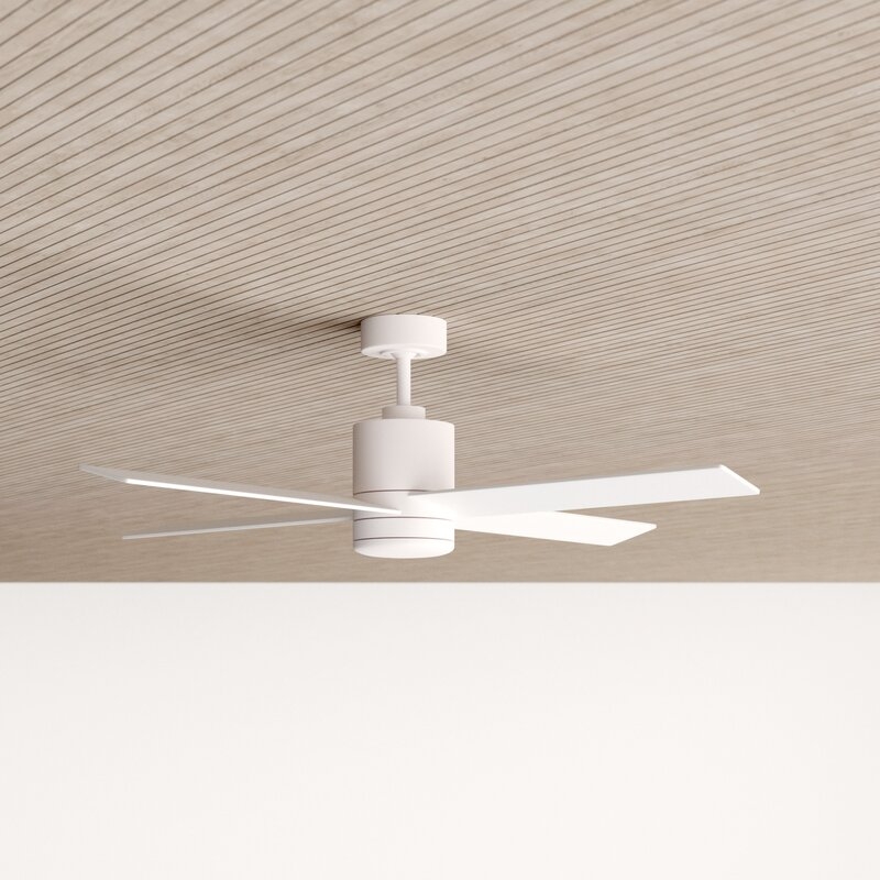 52" Malta 4 Blade Ceiling Fan with Remote, Light Kit Included - Image 0