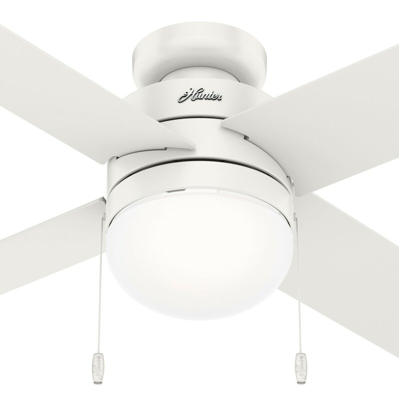 44" Timpani 4 - Blade Flush Mount Ceiling Fan with Pull Chain and Light Kit Included - Image 1