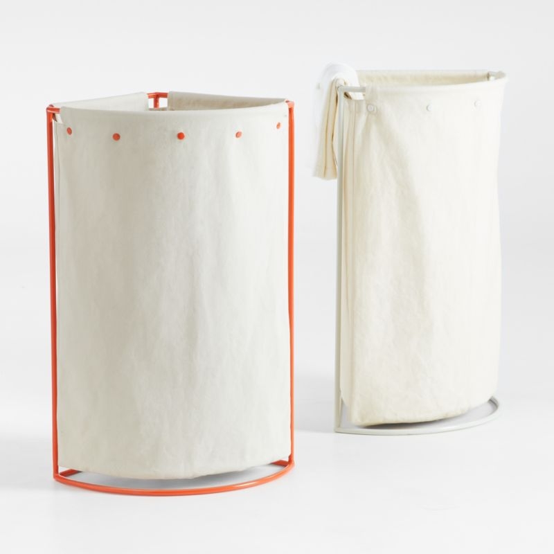 Kids Orange Corner Hamper with Metal Frame - Image 1