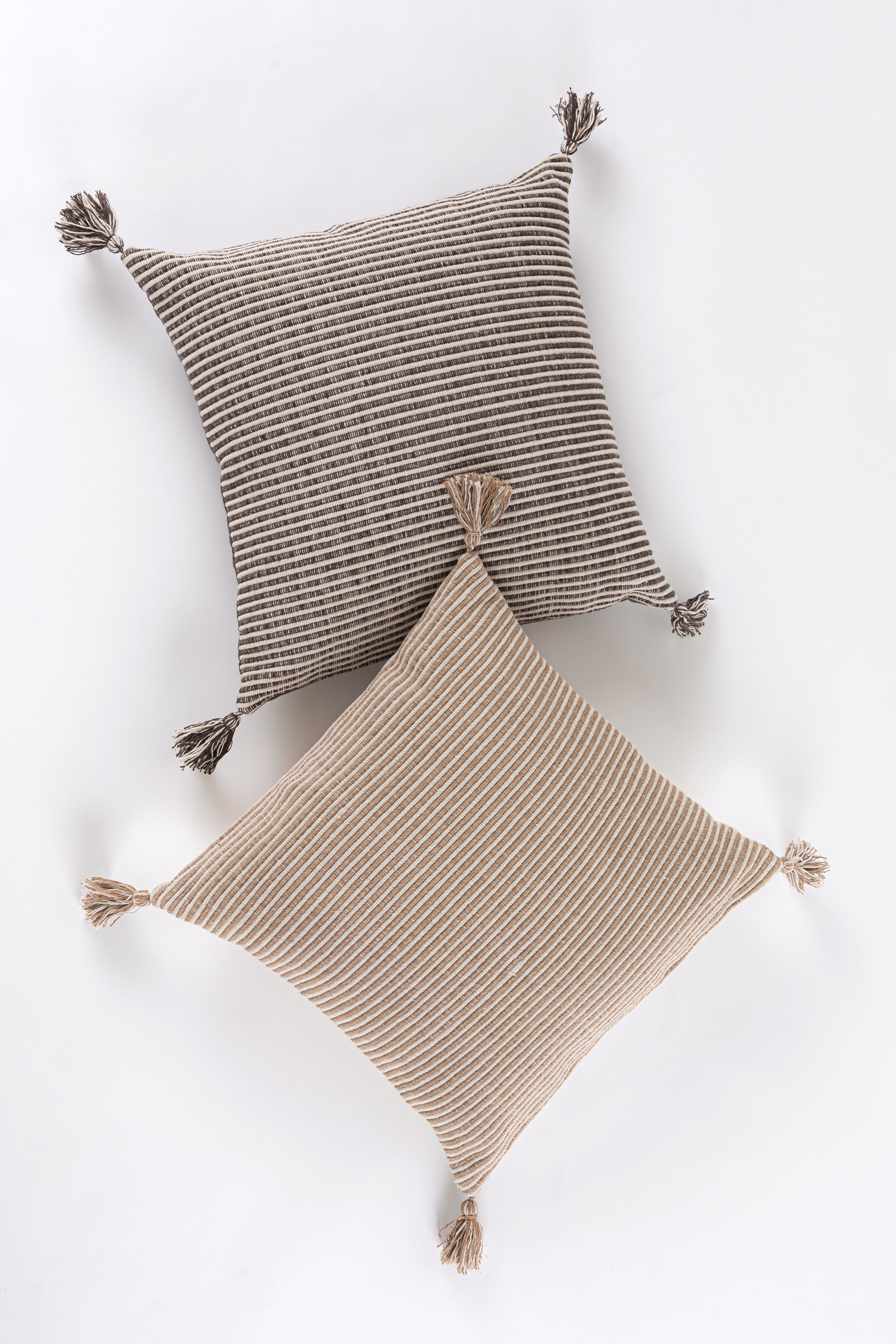Stafford Striped Pillows, Neutrals, 24" x 24", Set of 2 - Image 1
