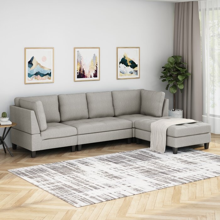 Hollin Reversible Sectional with Ottoman , Beige - Image 1