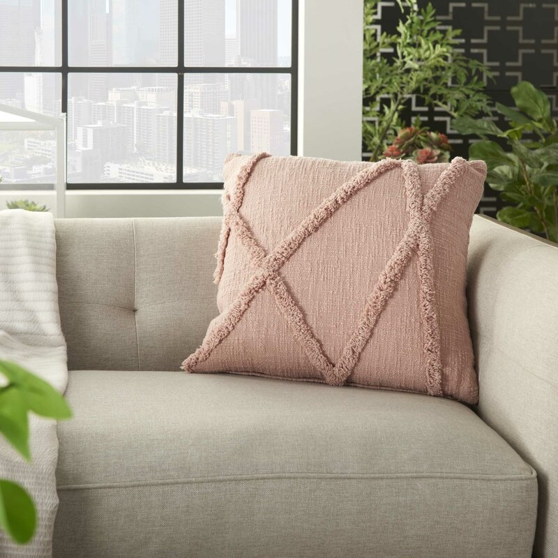 Remi Cotton Textured Striped 18" Throw Pillow - Image 1