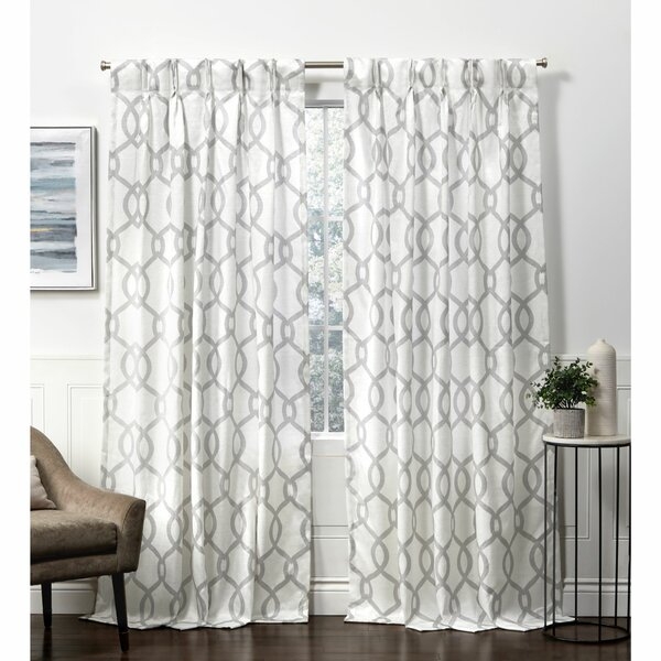 Block Linen Blend Hidden Geometric Room Darkening Rod Pocket Curtain Panels (pair) - Image 0