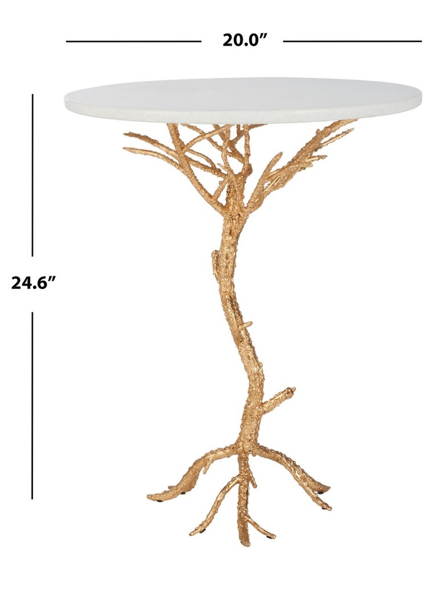 Carolyn Rooted Accent Table - White/Gold - Safavieh - Image 3