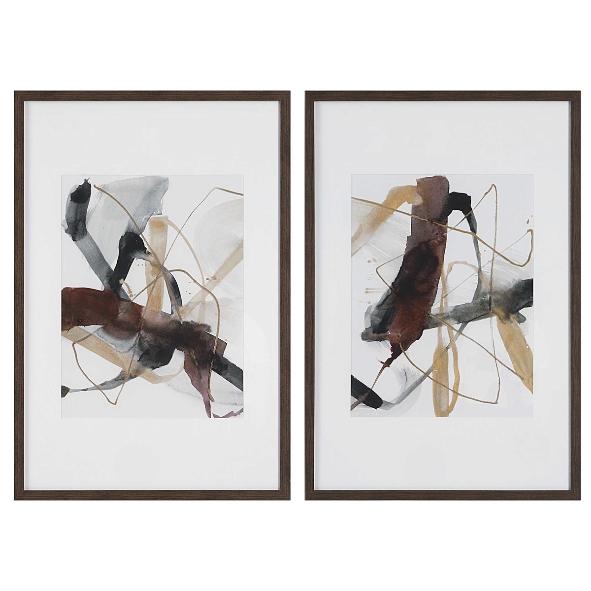 Burgundy Interjection Framed Prints, S/2 - Image 0