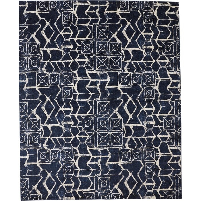 Cyprus Abstract Machine woven Blue Area Rug - Image 0