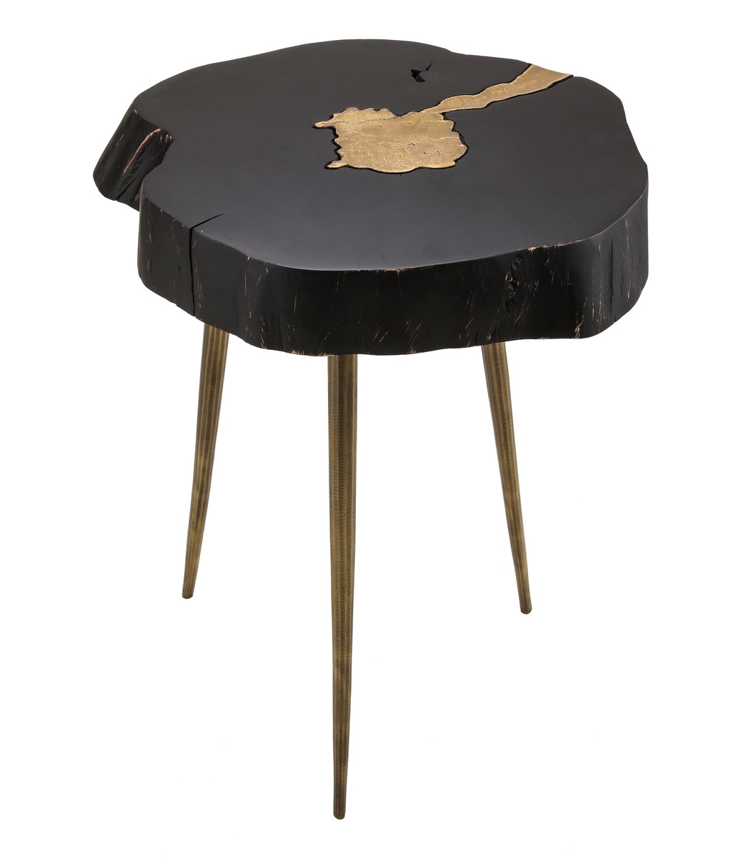 Timber Black and Brass Side Table - Image 2