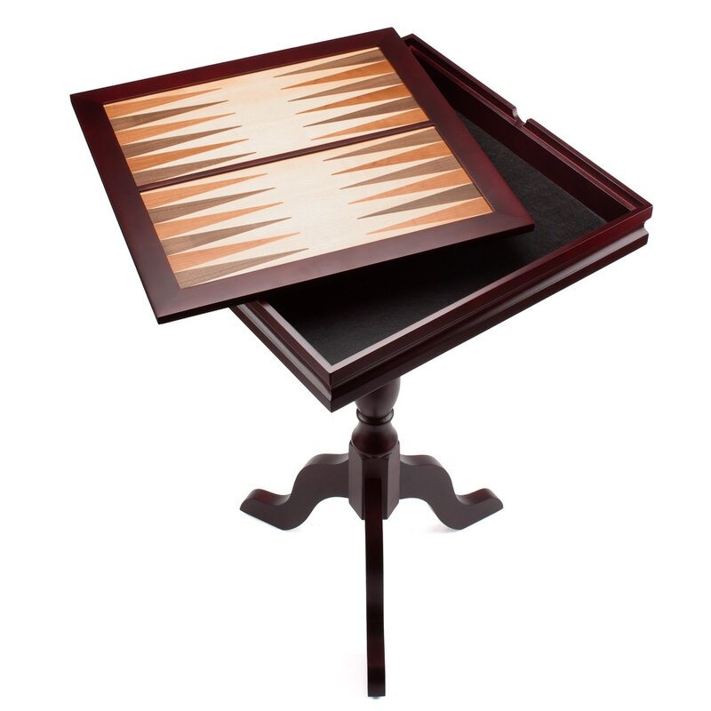 Solid Wood 3-in-1 Chess Checkers Backgammon Board Game Combo Table - Image 1