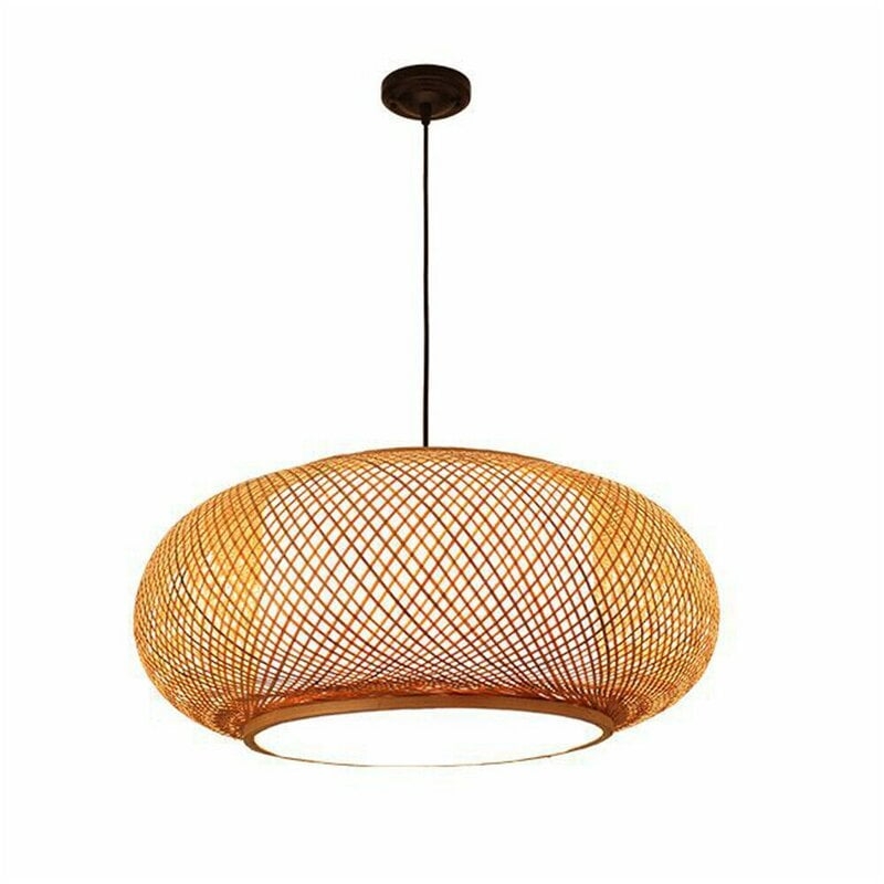 Hand-Woven Bamboo Rattan Pendant Light,Narural Bamboo Lantern Pendant Cage,Classic Rattan Light Pendant Fixtures - Image 0